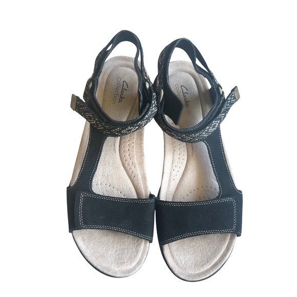 Clarks Collection Comfort Sandals Adjustable Straps Black‎ Size 11M - Picture 1 of 10